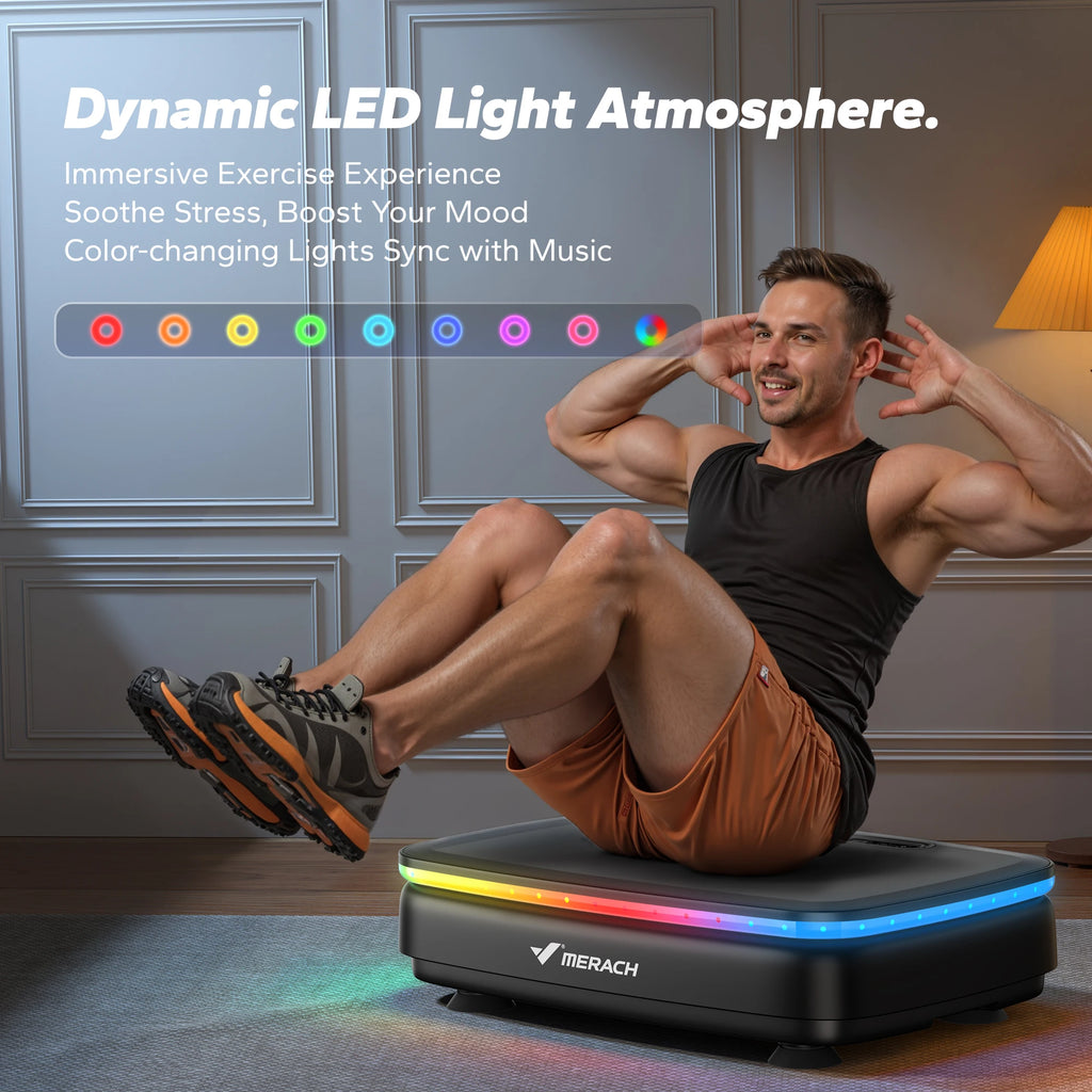 MERACH Vibration Plate Exercise Machine with Light Whole Body Workout Power Vibrate Platform Vibration Plate Lymphatic Drainage