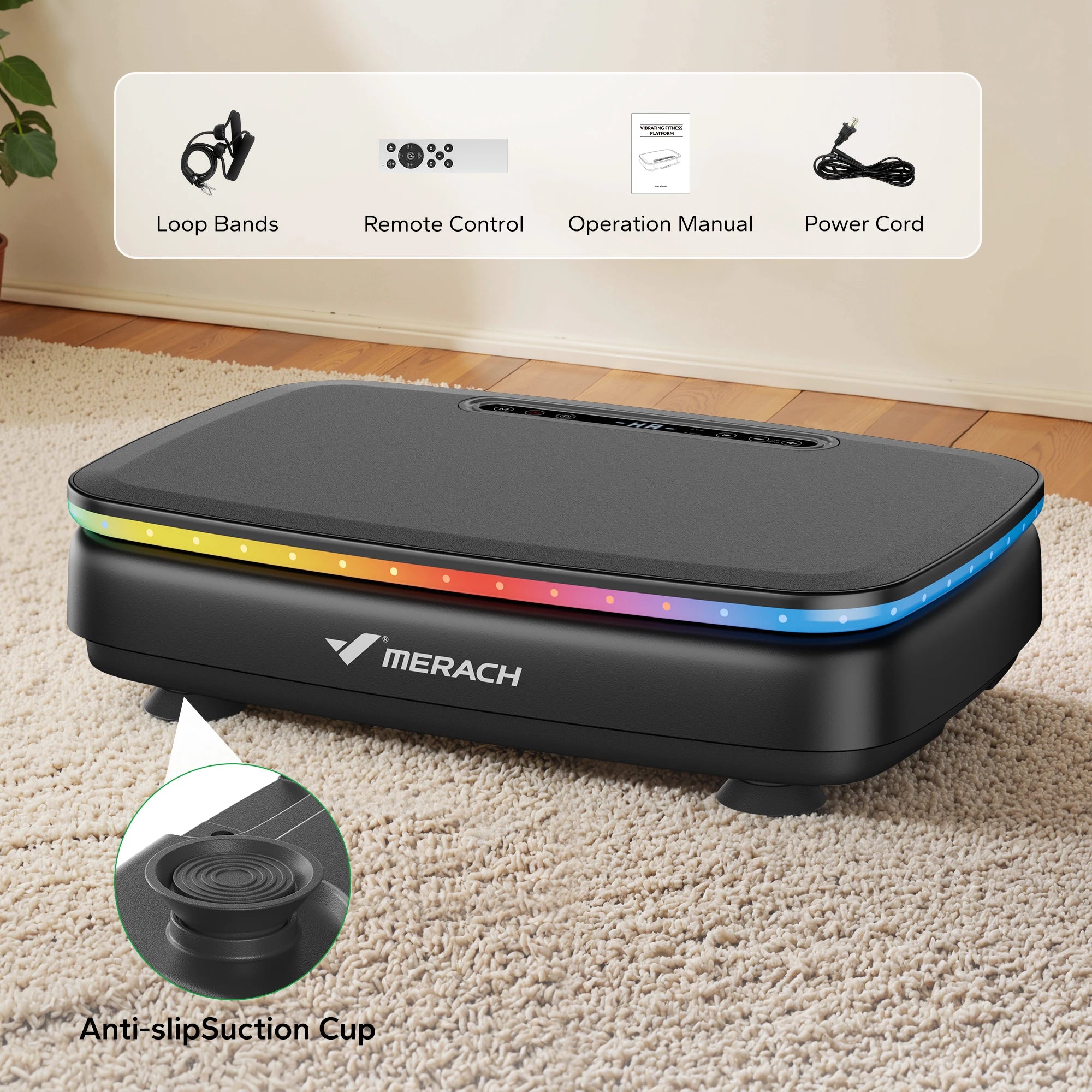 MERACH Vibration Plate Exercise Machine with Light Whole Body Workout Power Vibrate Platform Vibration Plate Lymphatic Drainage