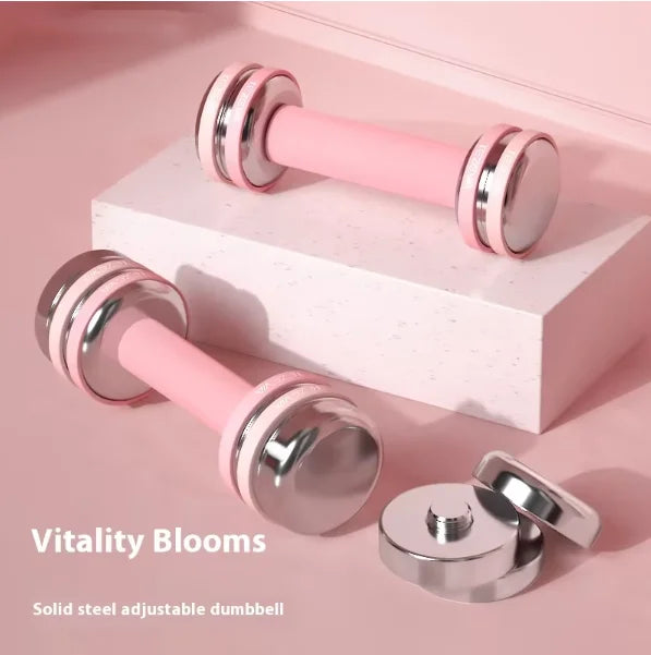 New Women's 5kg Stainless Steel Adjustable Dumbbells Pair of Electroplated Home Fitness Handheld Barbell Set Custom Logo