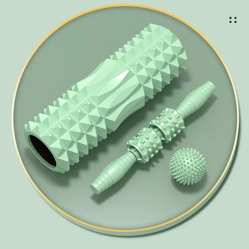 Wholesale Yoga and Pilates Sports Muscle Massage Relaxers, Foam Rollers, Fascia Balls, and Massage Stick Three-piece Sets