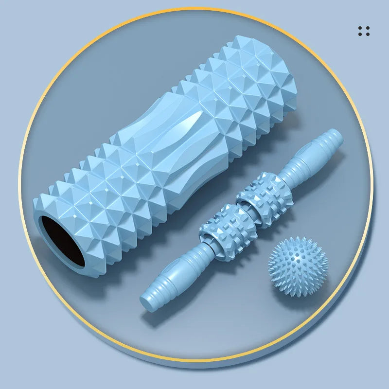 Wholesale Yoga and Pilates Sports Muscle Massage Relaxers, Foam Rollers, Fascia Balls, and Massage Stick Three-piece Sets