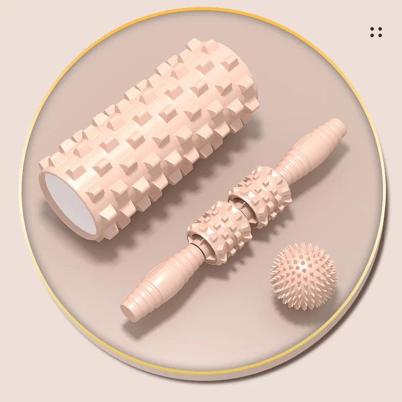 Wholesale Yoga and Pilates Sports Muscle Massage Relaxers, Foam Rollers, Fascia Balls, and Massage Stick Three-piece Sets