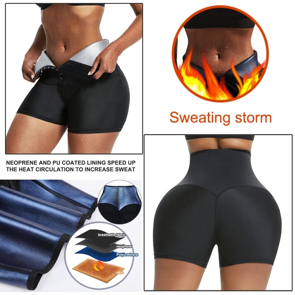 Sauna Suit Sweat Pants With High Waist Slimming Shorts Compression Thermo Workout Fitness Thighs Body Shaper