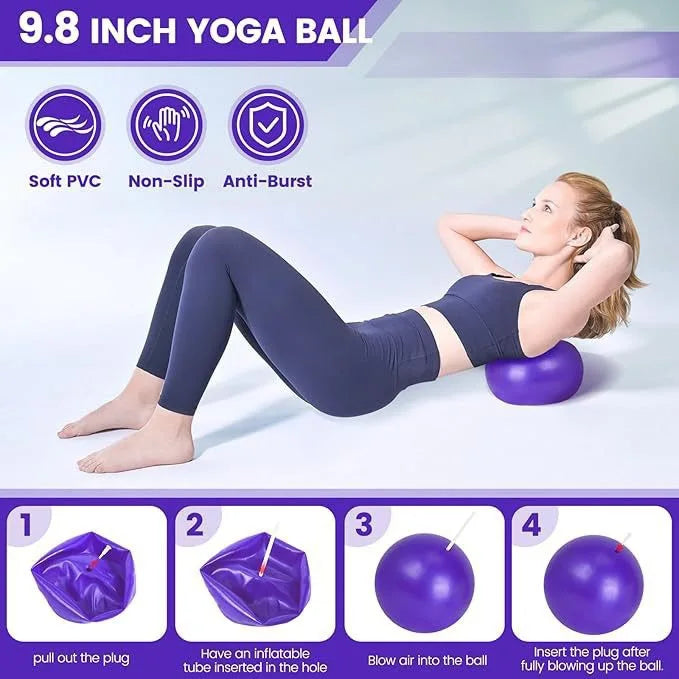 Durable Five-piece Latex Pilates Yoga Set with Resistance Band Rally Belt & Wheat Tube Ball in OPP Bag (Customized Color)