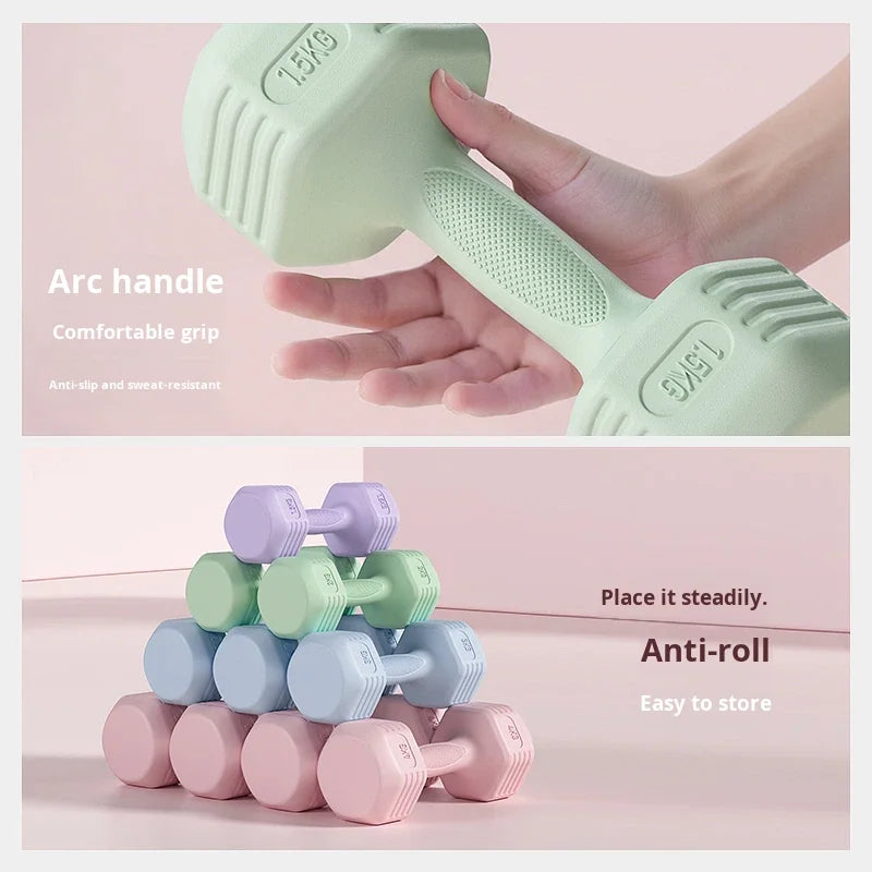 Women's Fitness Home Dumbbell Integrated Arm Muscle Training Belly Slimming Rubber Coated Small Dumbbells FKD001