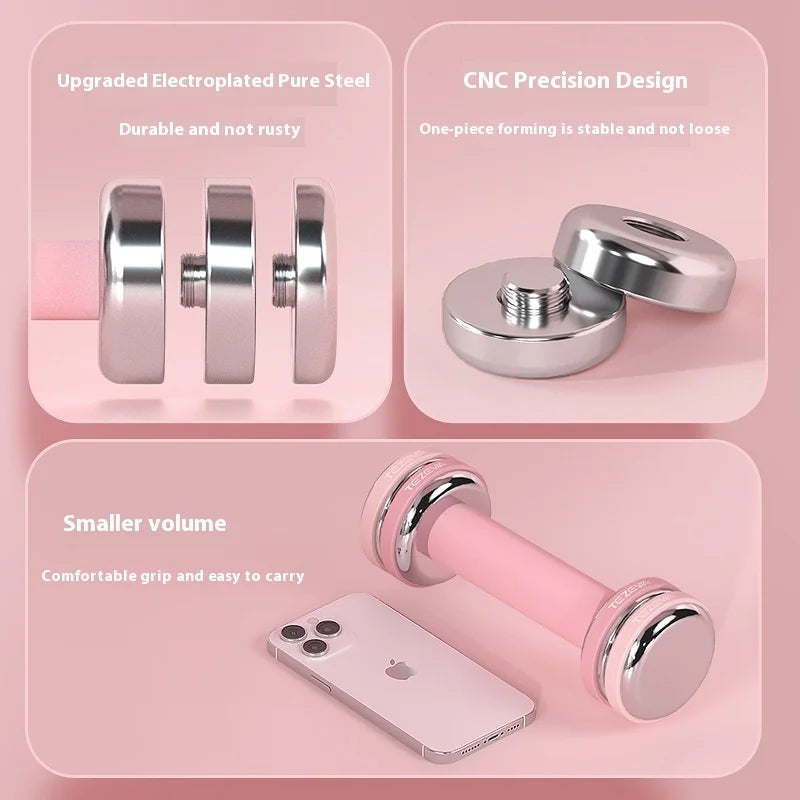 New Women's 5kg Stainless Steel Adjustable Dumbbells Pair of Electroplated Home Fitness Handheld Barbell Set Custom Logo