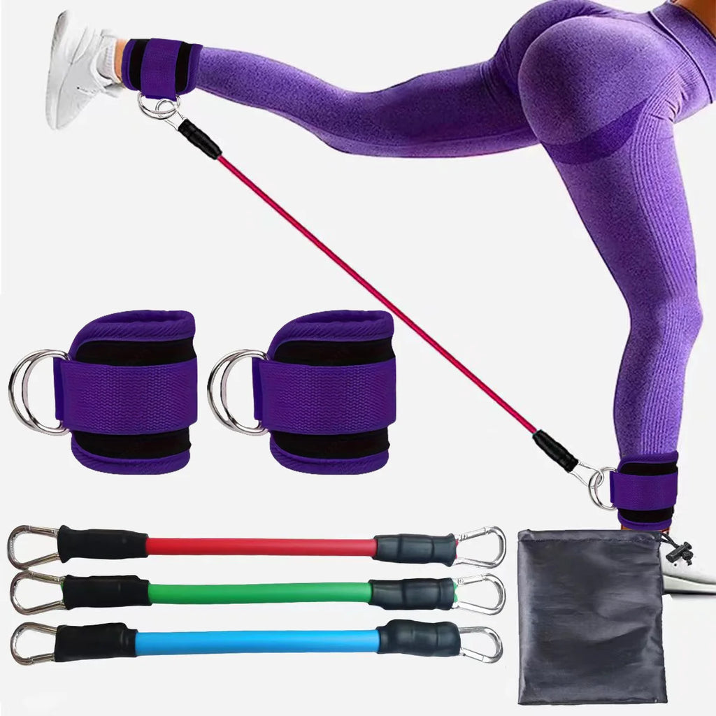 Durable Five-piece Latex Pilates Yoga Set with Resistance Band Rally Belt & Wheat Tube Ball in OPP Bag (Customized Color)