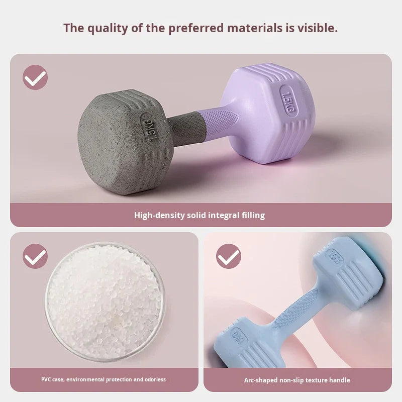 Women's Fitness Home Dumbbell Integrated Arm Muscle Training Belly Slimming Rubber Coated Small Dumbbells FKD001