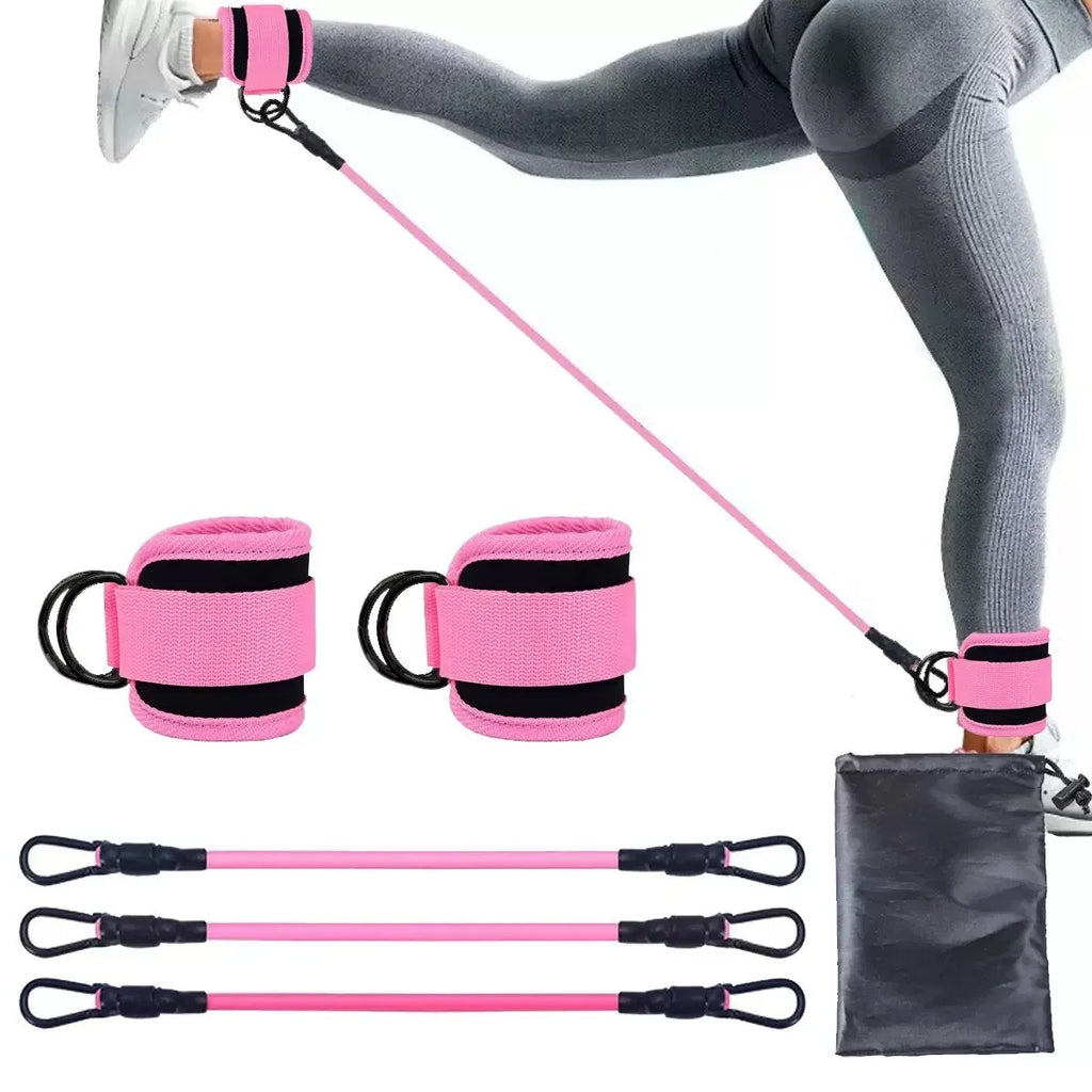 Durable Five-piece Latex Pilates Yoga Set with Resistance Band Rally Belt & Wheat Tube Ball in OPP Bag (Customized Color)