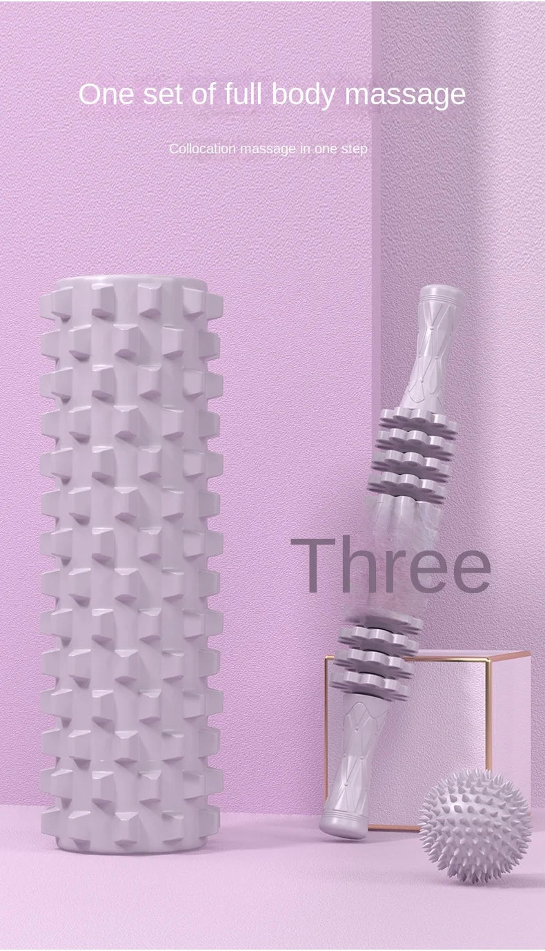 Wholesale Yoga and Pilates Sports Muscle Massage Relaxers, Foam Rollers, Fascia Balls, and Massage Stick Three-piece Sets