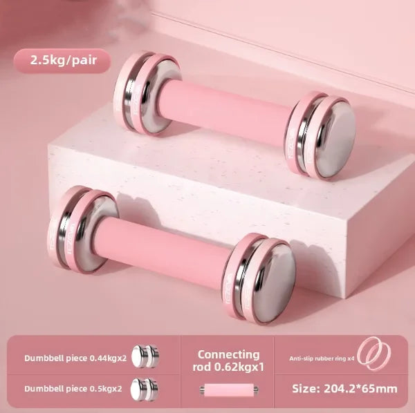 New Women's 5kg Stainless Steel Adjustable Dumbbells Pair of Electroplated Home Fitness Handheld Barbell Set Custom Logo