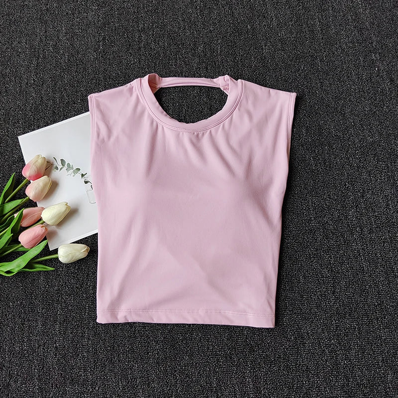Sexy Short Yoga Top Backless Fixed Chest Pad Sports T-shirt Vest Women's Tight Quick Drying Slimming Yoga Suit Top Clothing