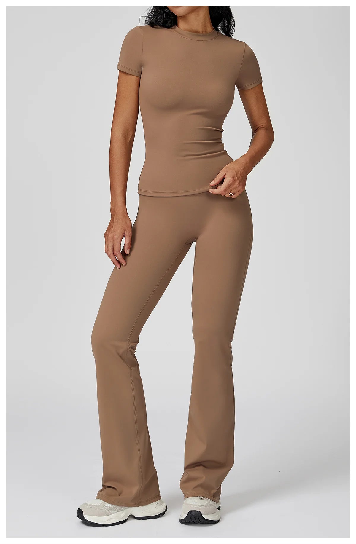 Women  Yoga Set 2PCS Workout Set Sportswear Gym Clothing Fitness Long Sleeve High Waist Leggings Cycling Shorts Sports Suits