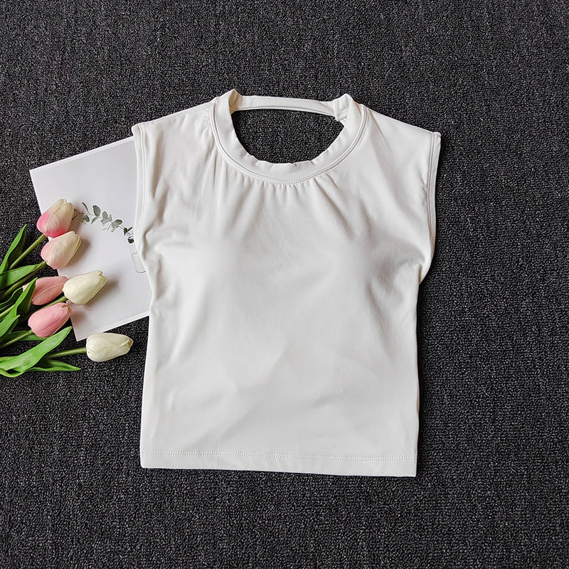 Sexy Short Yoga Top Backless Fixed Chest Pad Sports T-shirt Vest Women's Tight Quick Drying Slimming Yoga Suit Top Clothing