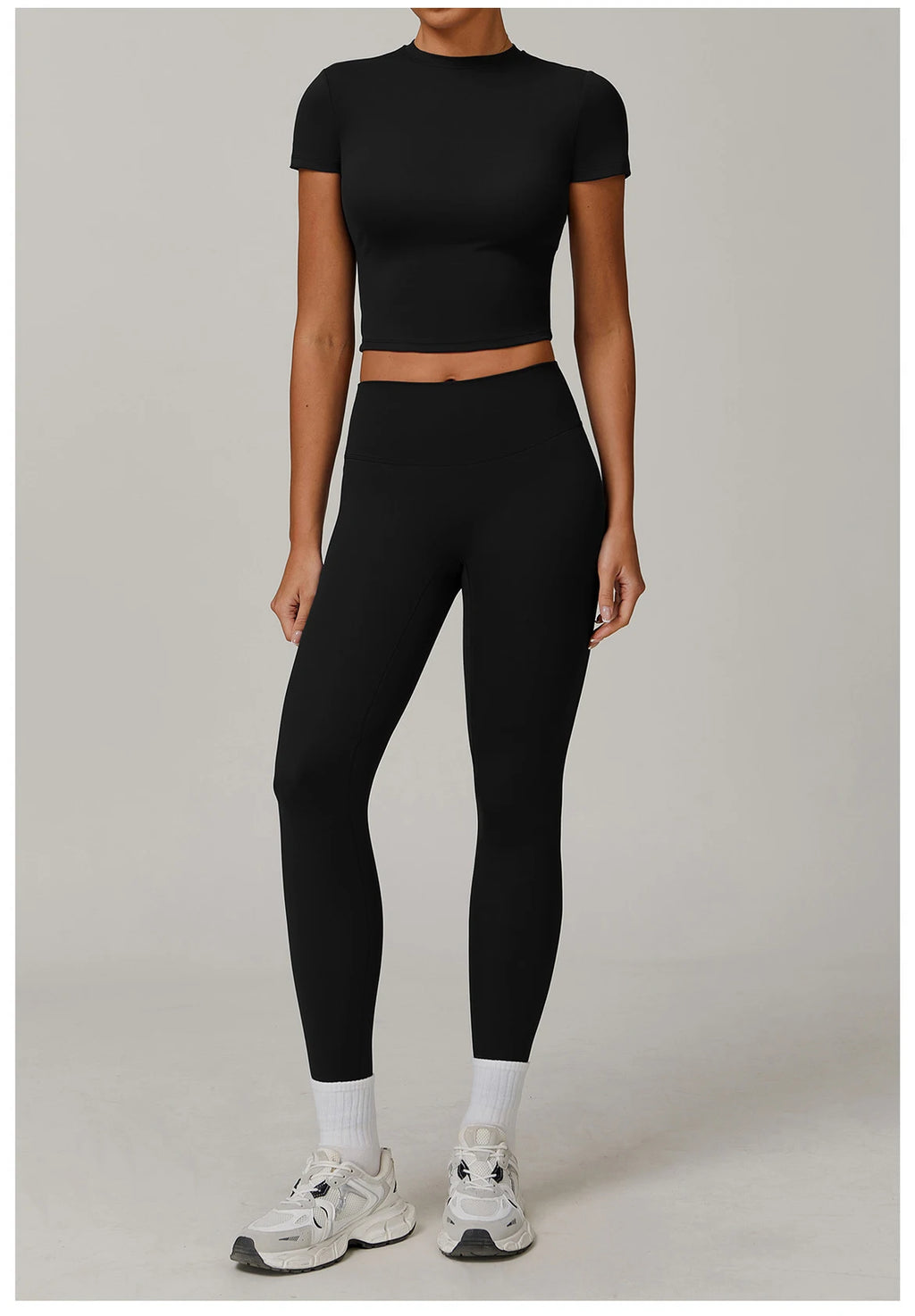 Women  Yoga Set 2PCS Workout Set Sportswear Gym Clothing Fitness Long Sleeve High Waist Leggings Cycling Shorts Sports Suits