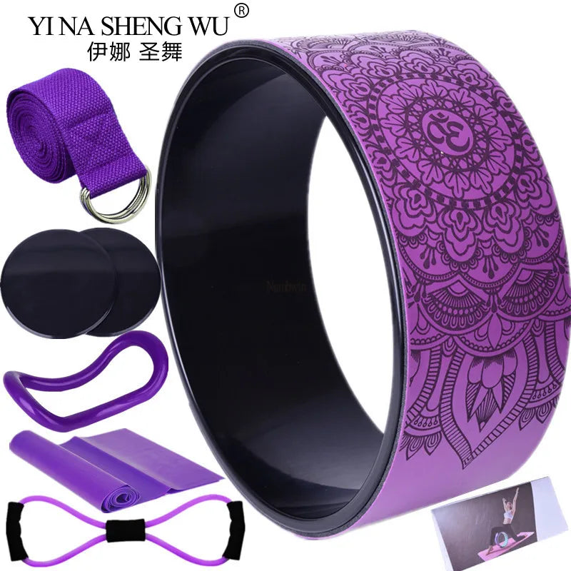 7Pcs Yoga Wheel Comfortable Elastic Band Yoga Ball Yoga Circle Ring Strong Roller Yoga Back Stretcher Balance Accessory