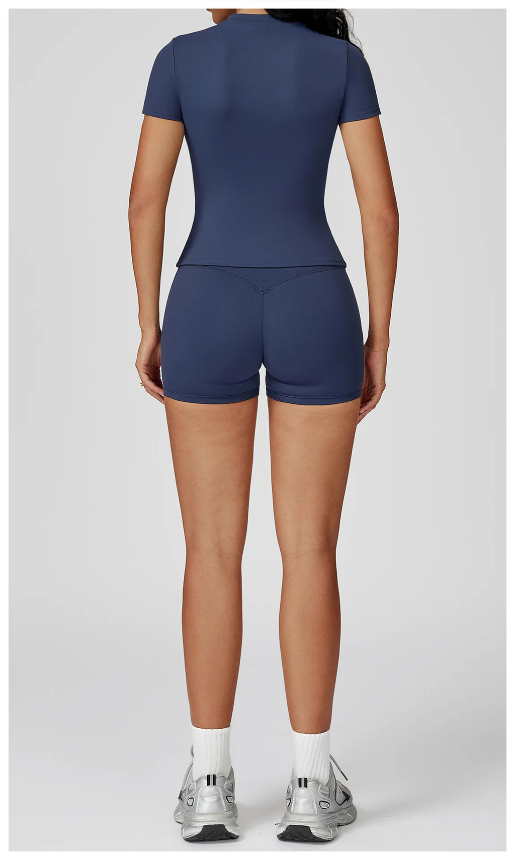 Women  Yoga Set 2PCS Workout Set Sportswear Gym Clothing Fitness Long Sleeve High Waist Leggings Cycling Shorts Sports Suits