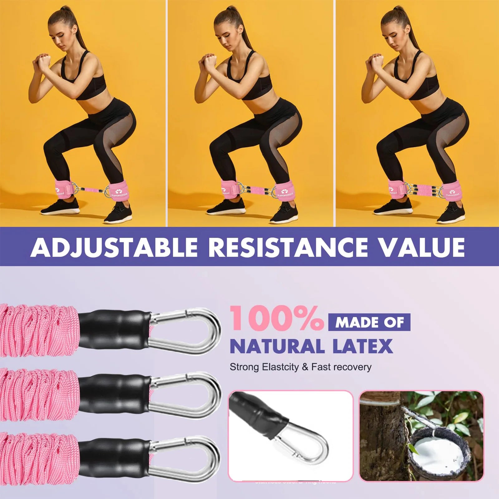Ankle Resistance Bands with Cuffs, Ankle Bands for Working Out, Ankle Resistance Band, Glutes Workout Equipment, Butt Exercise F