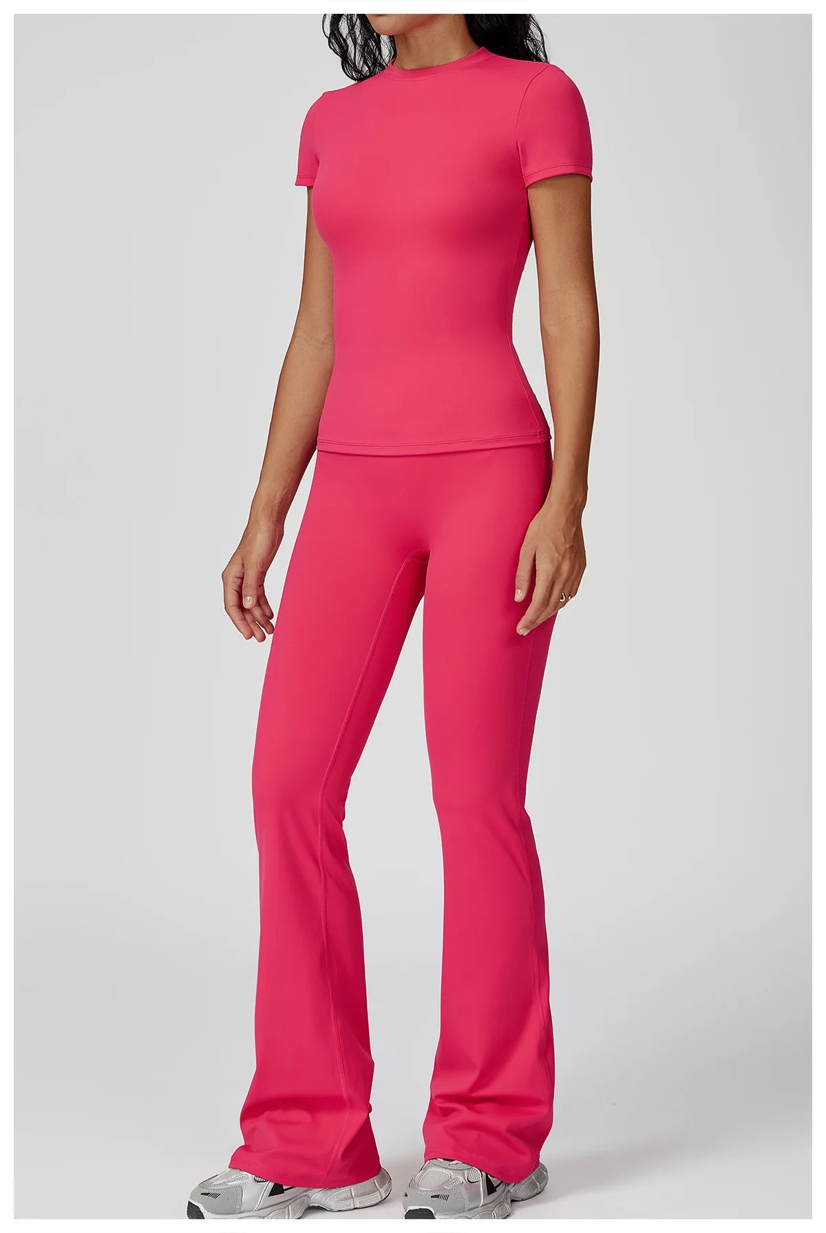 Women  Yoga Set 2PCS Workout Set Sportswear Gym Clothing Fitness Long Sleeve High Waist Leggings Cycling Shorts Sports Suits