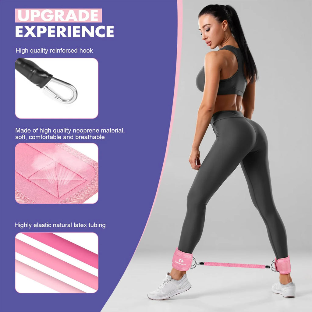 Ankle Resistance Bands with Cuffs, Ankle Bands for Working Out, Ankle Resistance Band, Glutes Workout Equipment, Butt Exercise F