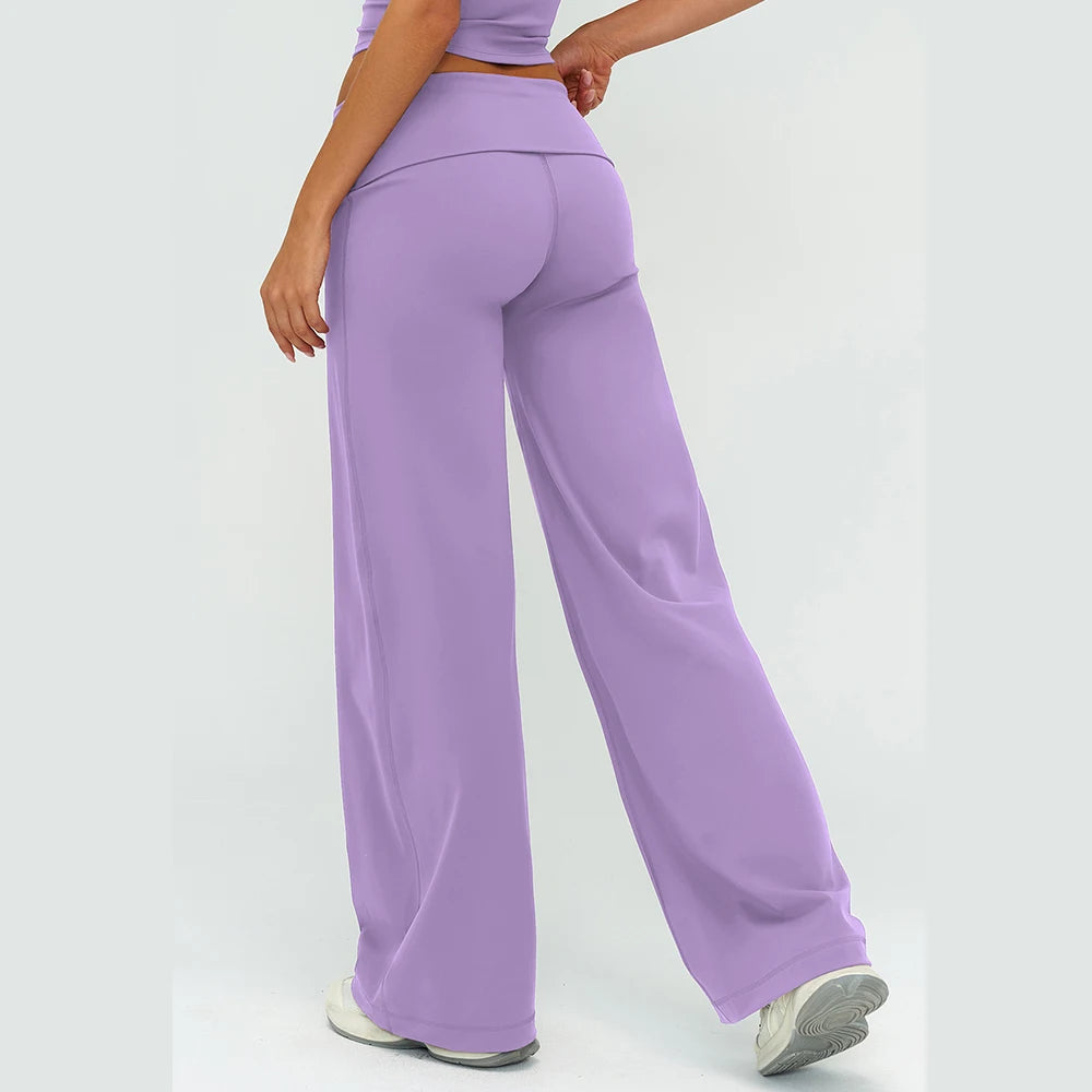 Wide-leg Pants Yoga Fitness Exercise Elastic Bell Bottom Pants Gym Clothing Women Casual Outdoor Running Sports Yoga Pants