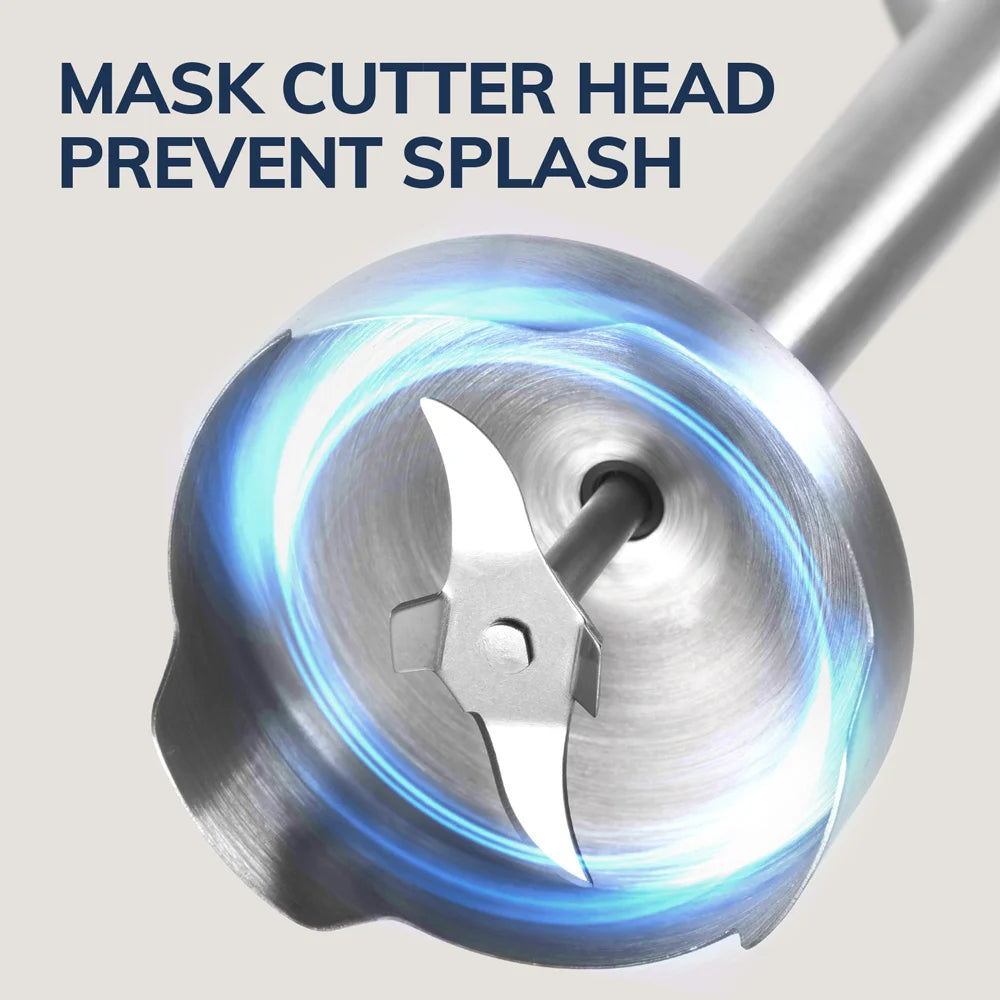 Hand Immersion Blender 1000W Powerful 4-in-1,Stainless Steel Stick Food Mixer,700ml Mixing Beaker,500ml Processor,Whisk