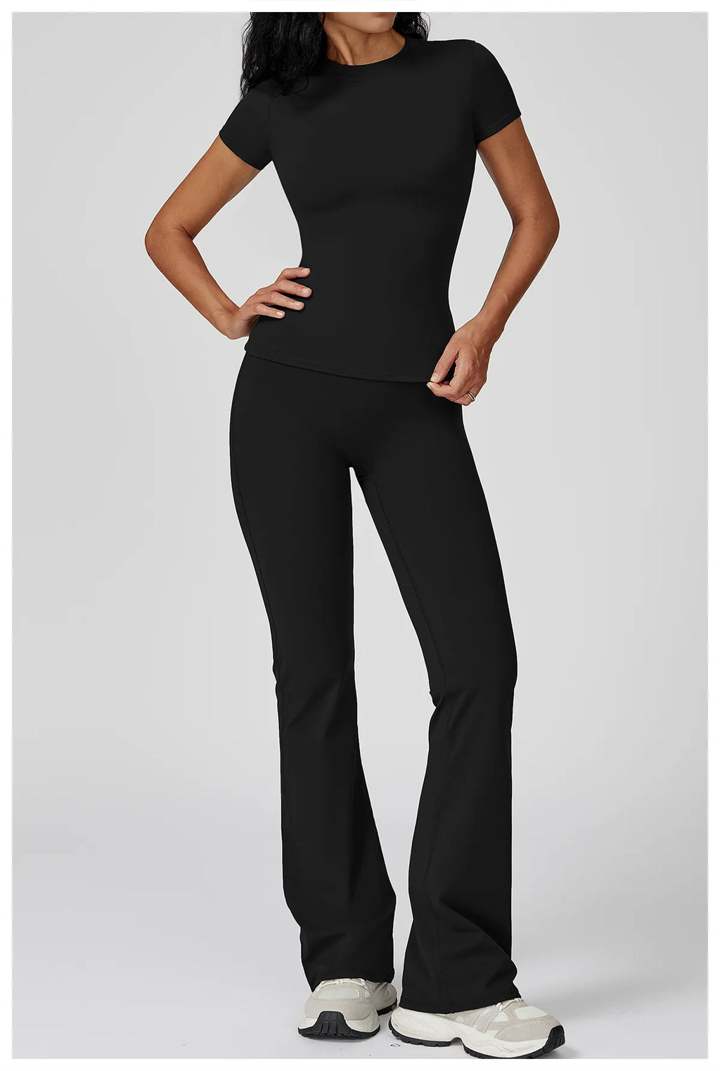 Women  Yoga Set 2PCS Workout Set Sportswear Gym Clothing Fitness Long Sleeve High Waist Leggings Cycling Shorts Sports Suits