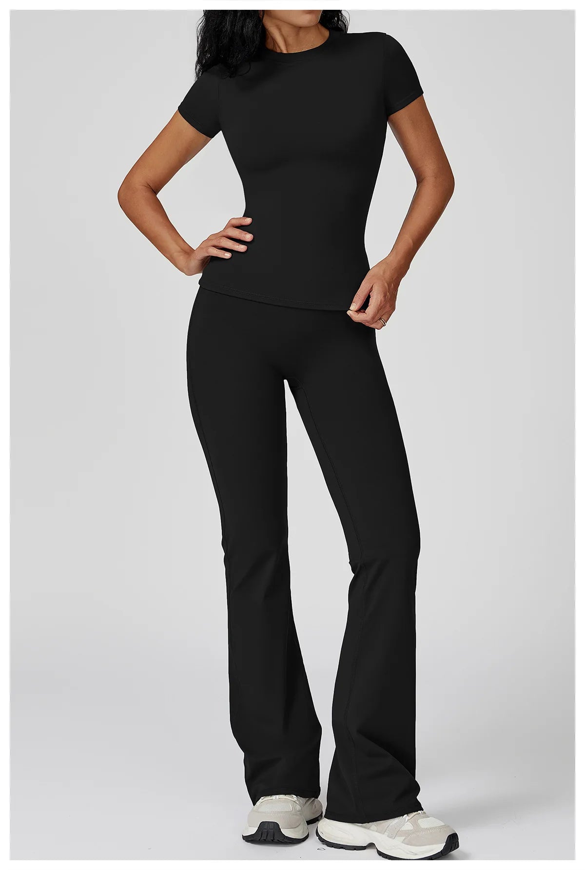 Women  Yoga Set 2PCS Workout Set Sportswear Gym Clothing Fitness Long Sleeve High Waist Leggings Cycling Shorts Sports Suits