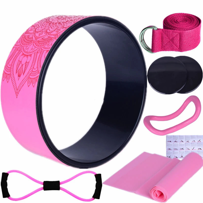 7Pcs Yoga Wheel Comfortable Elastic Band Yoga Ball Yoga Circle Ring Strong Roller Yoga Back Stretcher Balance Accessory