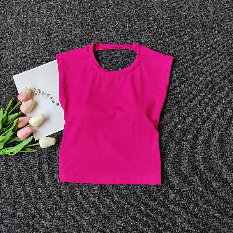 Sexy Short Yoga Top Backless Fixed Chest Pad Sports T-shirt Vest Women's Tight Quick Drying Slimming Yoga Suit Top Clothing