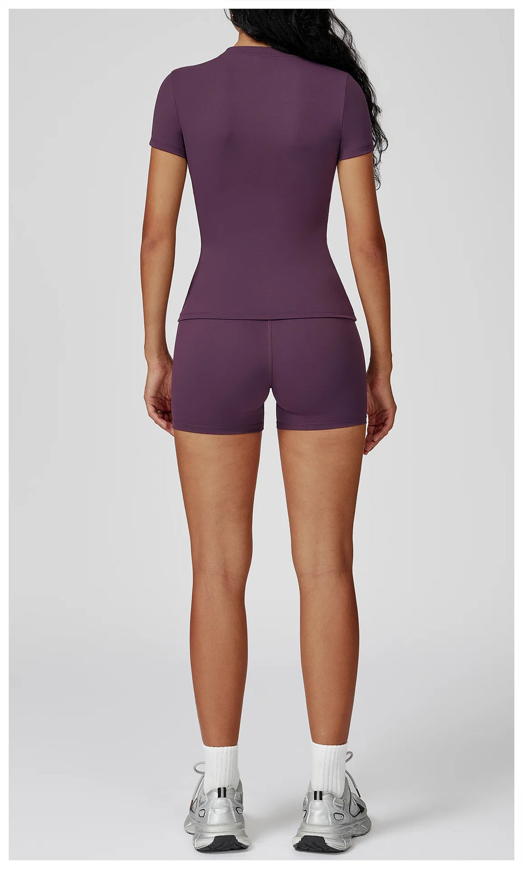 Women  Yoga Set 2PCS Workout Set Sportswear Gym Clothing Fitness Long Sleeve High Waist Leggings Cycling Shorts Sports Suits