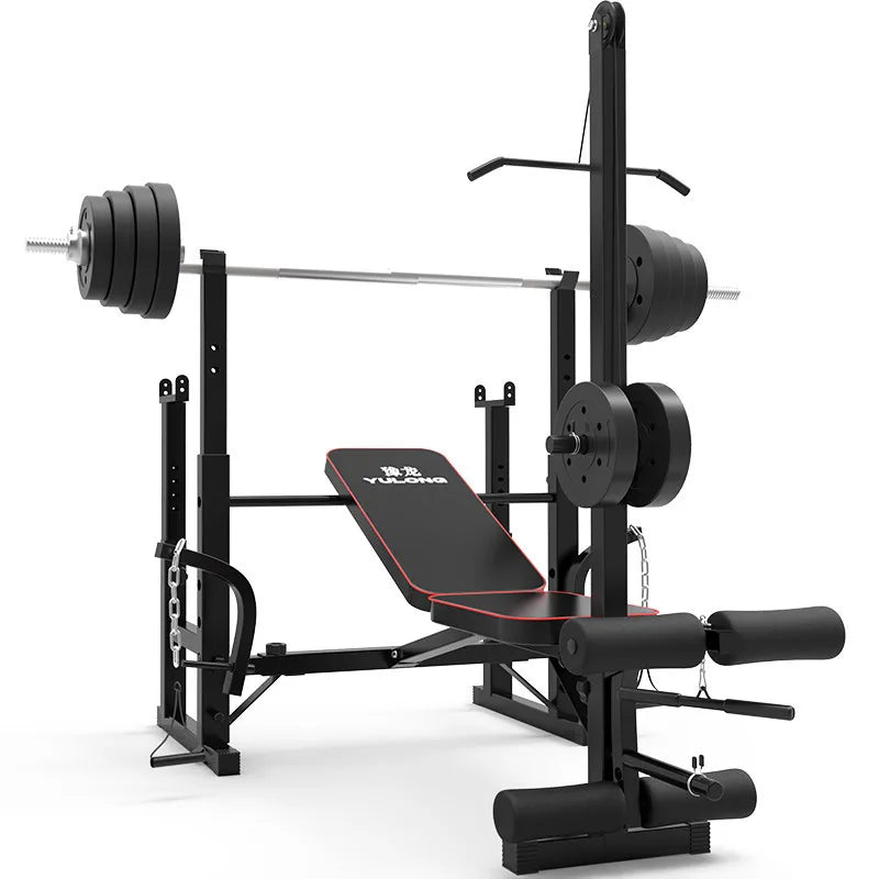Multi-Function Barbell Weight Lifting Power Rack Adjustable Bench Gym Fitness Equipment Strength Dumbbell Bench