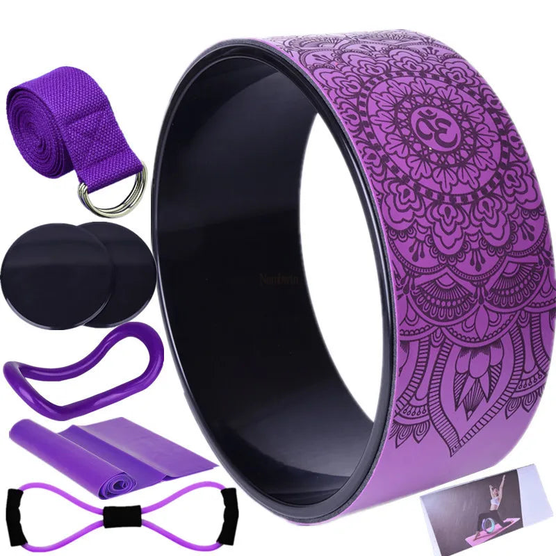 7Pcs Yoga Wheel Comfortable Elastic Band Yoga Ball Yoga Circle Ring Strong Roller Yoga Back Stretcher Balance Accessory