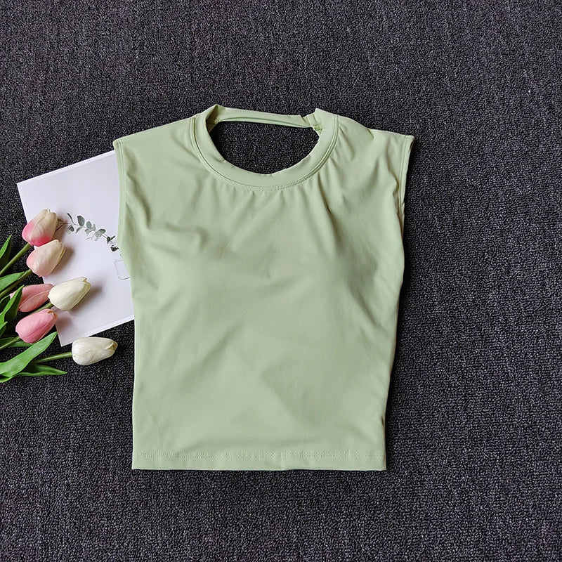 Sexy Short Yoga Top Backless Fixed Chest Pad Sports T-shirt Vest Women's Tight Quick Drying Slimming Yoga Suit Top Clothing