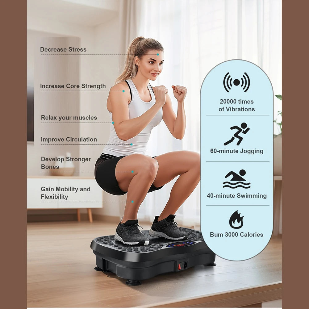 Vibration Plate Exercise Machine Bluetooth-Compatible Rhythm Machine Adjustable Speed Full Body Shaker Workout Vibrate Platform