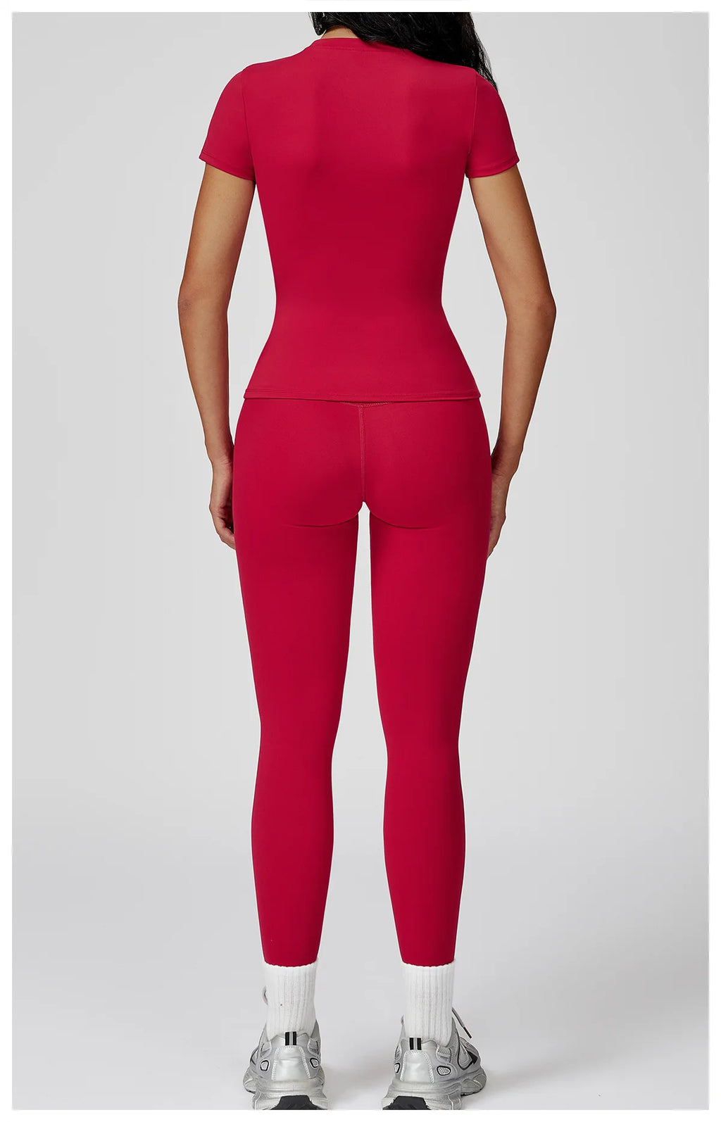 Women  Yoga Set 2PCS Workout Set Sportswear Gym Clothing Fitness Long Sleeve High Waist Leggings Cycling Shorts Sports Suits