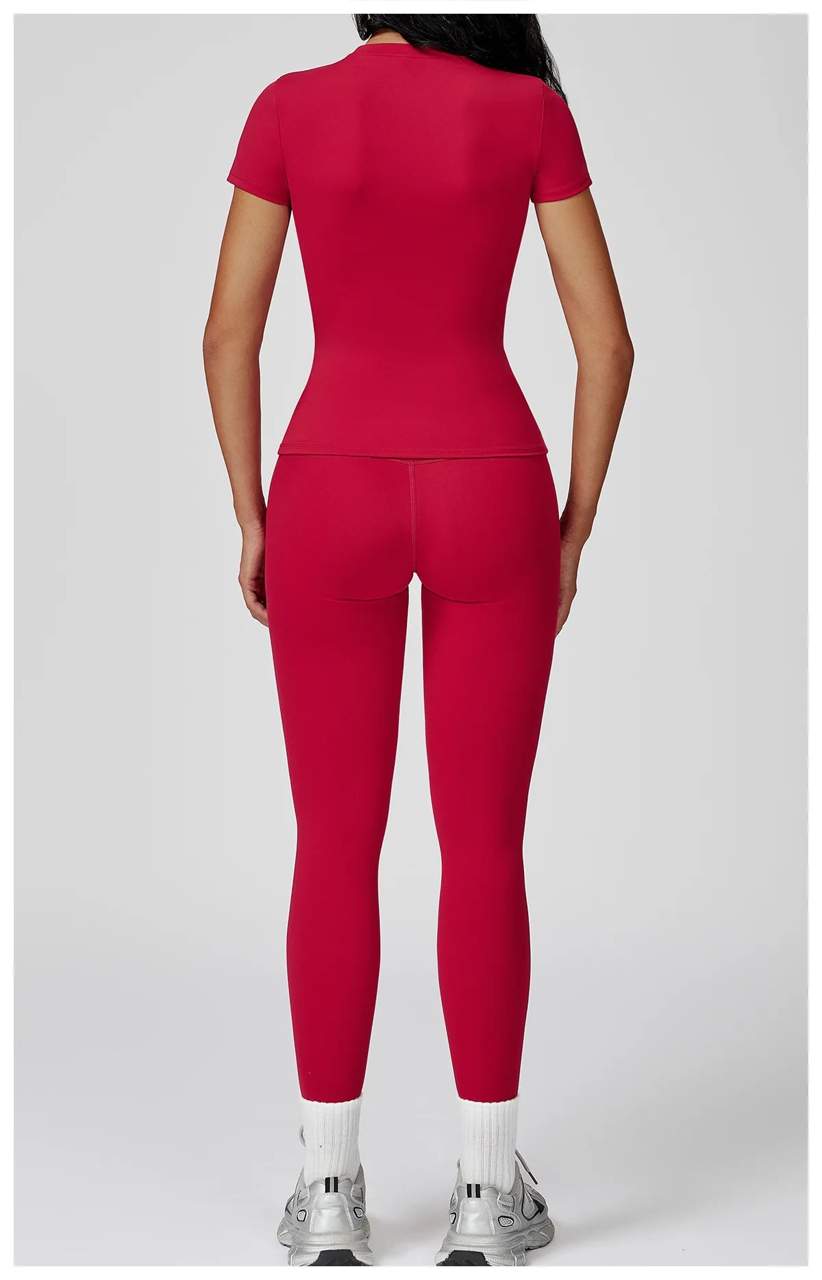 Women  Yoga Set 2PCS Workout Set Sportswear Gym Clothing Fitness Long Sleeve High Waist Leggings Cycling Shorts Sports Suits