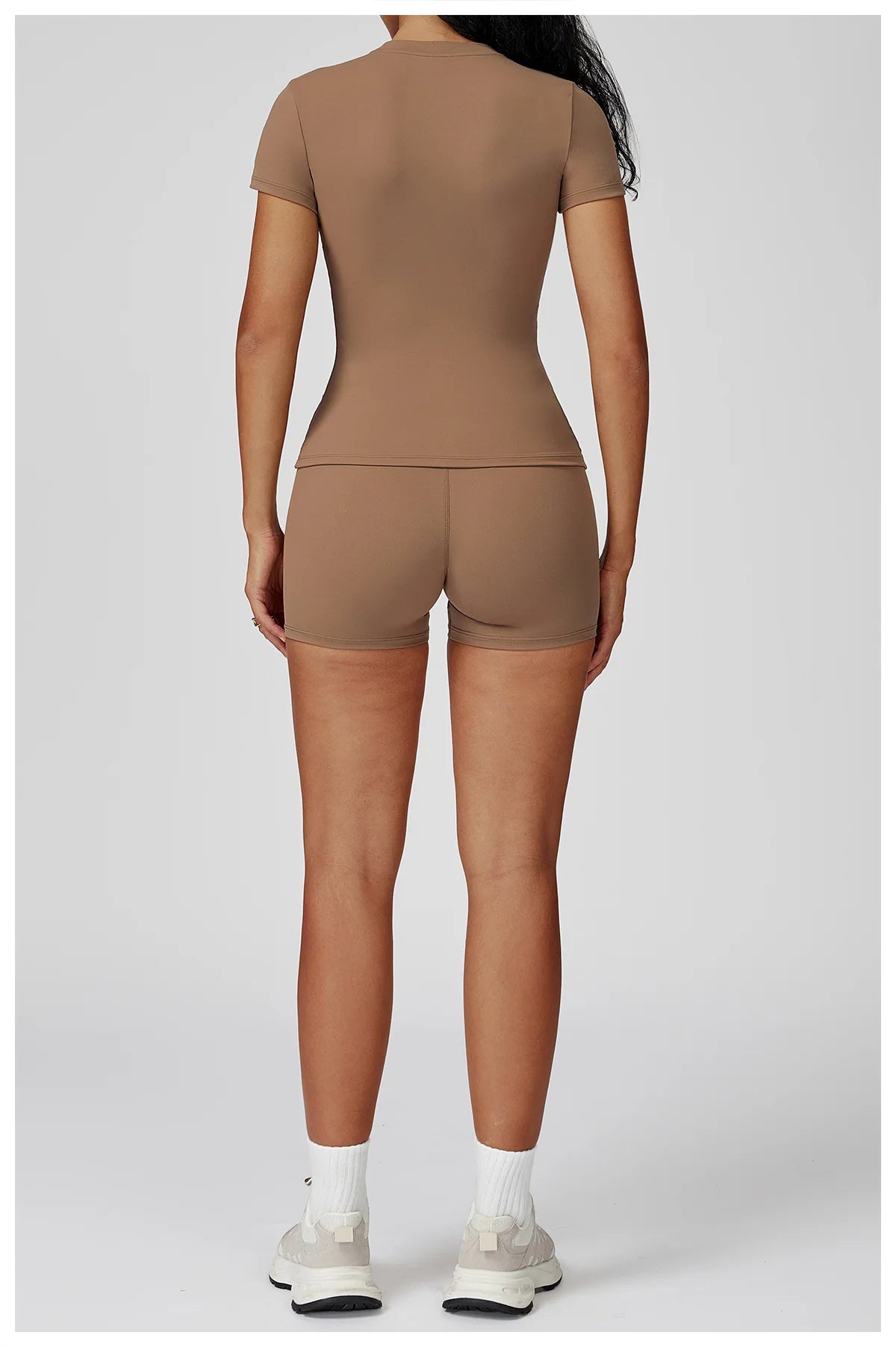 Women  Yoga Set 2PCS Workout Set Sportswear Gym Clothing Fitness Long Sleeve High Waist Leggings Cycling Shorts Sports Suits