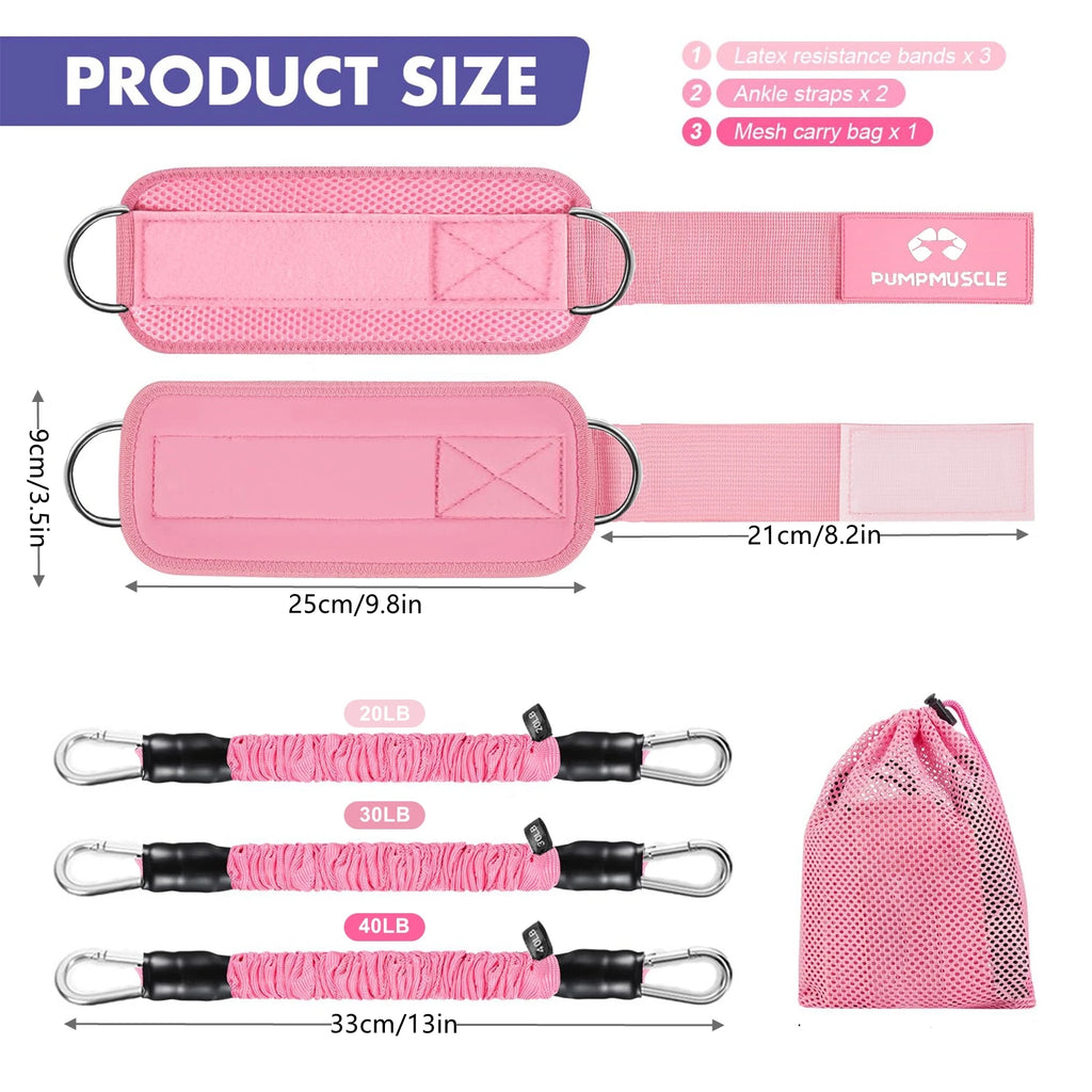 Ankle Resistance Bands with Cuffs, Ankle Bands for Working Out, Ankle Resistance Band, Glutes Workout Equipment, Butt Exercise F