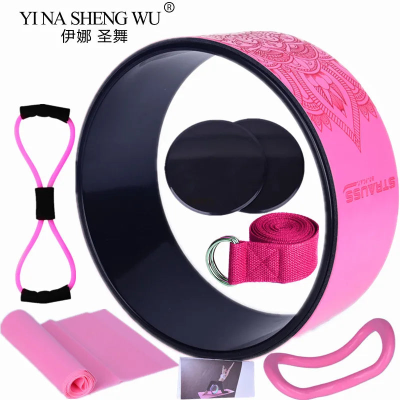 7Pcs Yoga Wheel Comfortable Elastic Band Yoga Ball Yoga Circle Ring Strong Roller Yoga Back Stretcher Balance Accessory