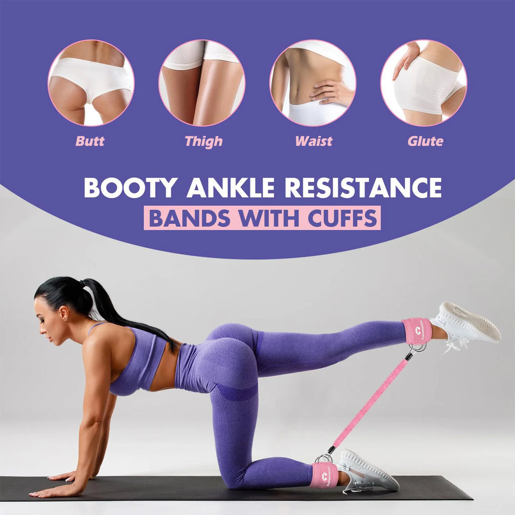 Ankle Resistance Bands with Cuffs, Ankle Bands for Working Out, Ankle Resistance Band, Glutes Workout Equipment, Butt Exercise F