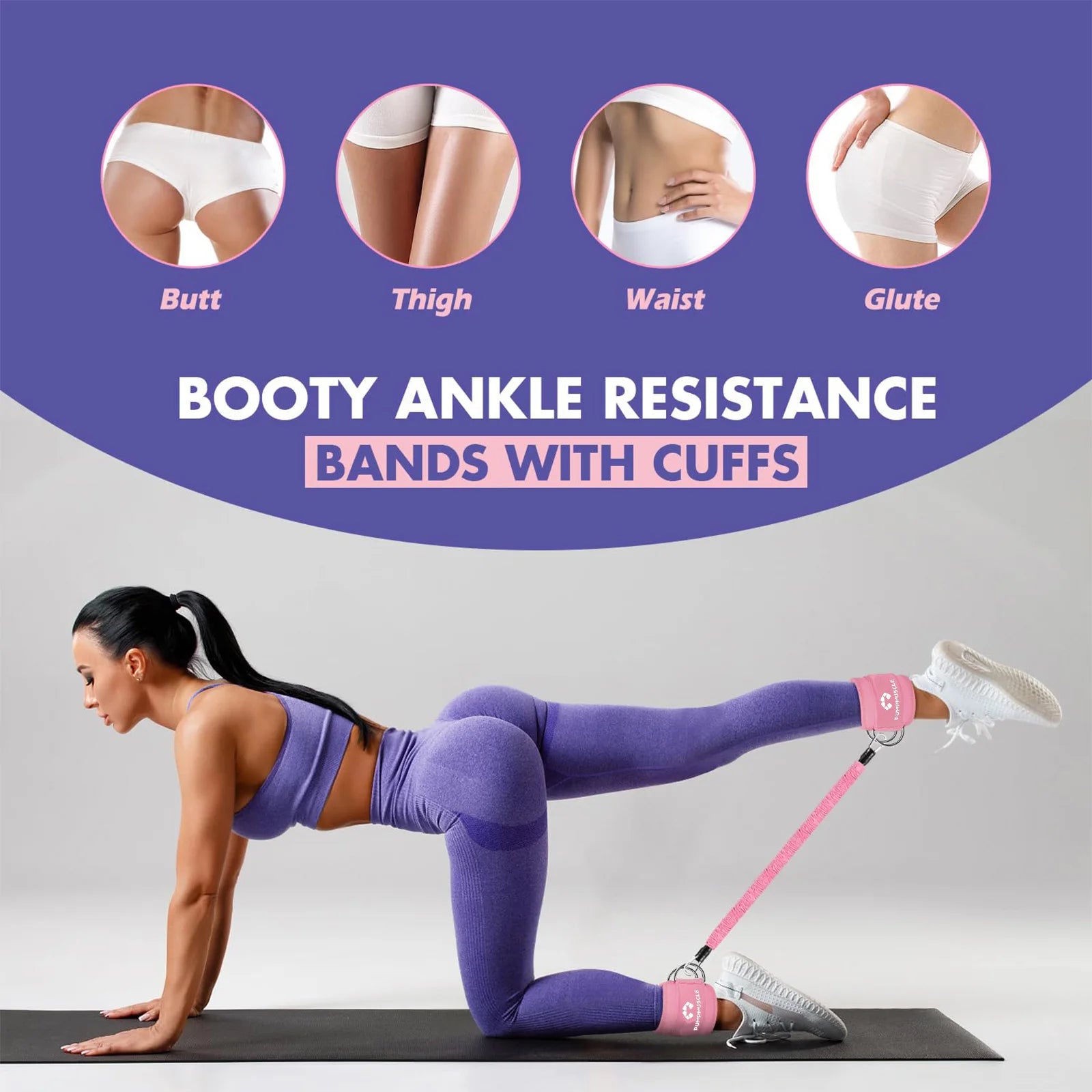 Ankle Resistance Bands with Cuffs, Ankle Bands for Working Out, Ankle Resistance Band, Glutes Workout Equipment, Butt Exercise F