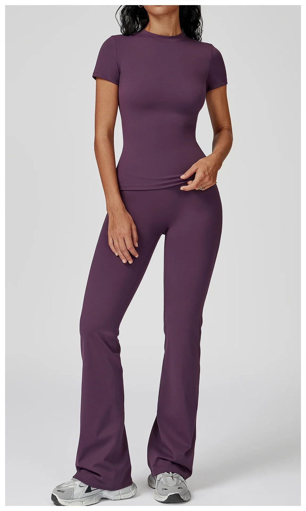 Women  Yoga Set 2PCS Workout Set Sportswear Gym Clothing Fitness Long Sleeve High Waist Leggings Cycling Shorts Sports Suits