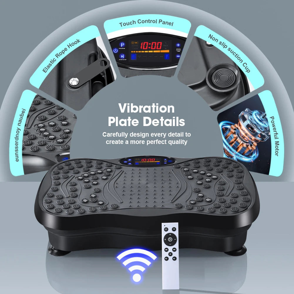 Vibration Plate Exercise Machine Bluetooth-Compatible Rhythm Machine Adjustable Speed Full Body Shaker Workout Vibrate Platform