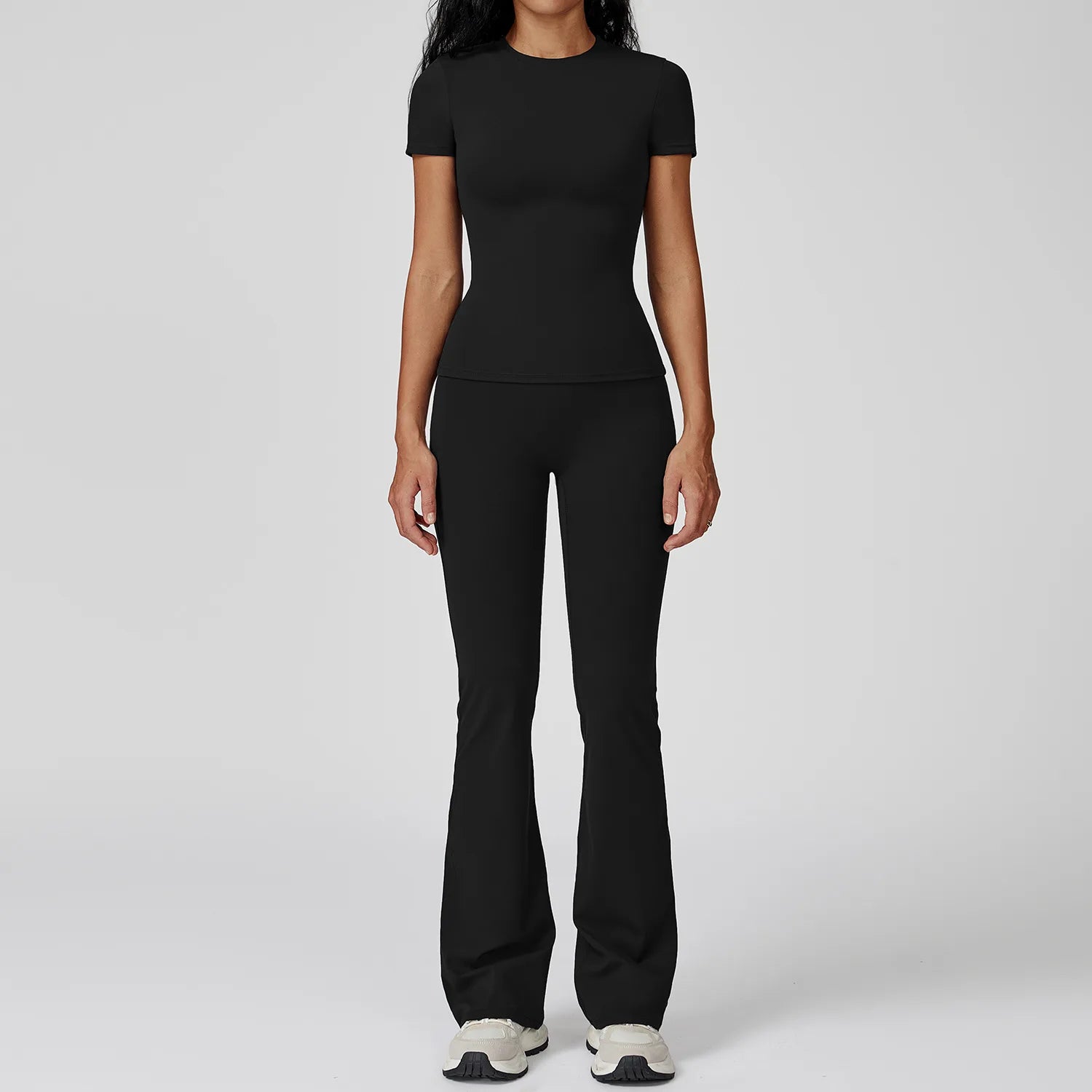 Women  Yoga Set 2PCS Workout Set Sportswear Gym Clothing Fitness Long Sleeve High Waist Leggings Cycling Shorts Sports Suits