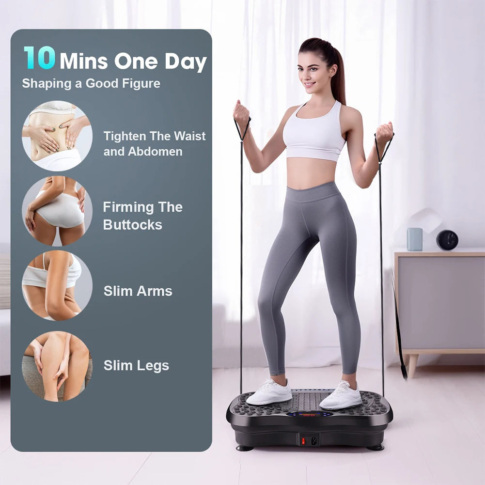 Vibration Plate Exercise Machine Bluetooth-Compatible Rhythm Machine Adjustable Speed Full Body Shaker Workout Vibrate Platform