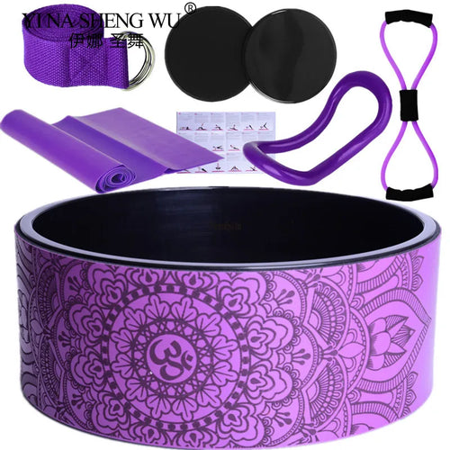 7Pcs Yoga Wheel Comfortable Elastic Band Yoga Ball Yoga Circle Ring Strong Roller Yoga Back Stretcher Balance Accessory