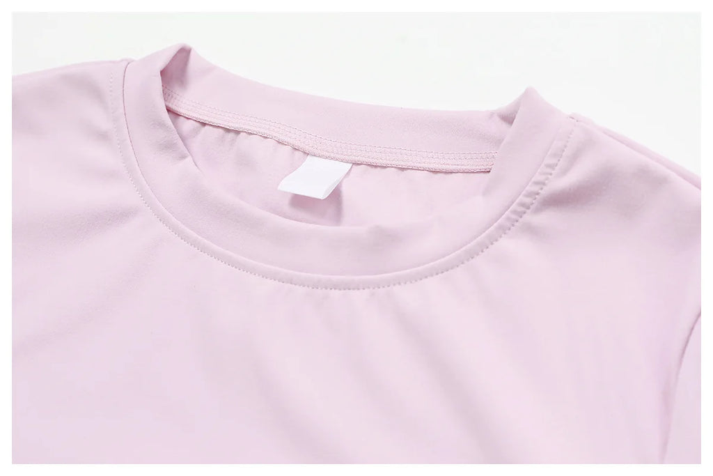 NCLAGEN Women Running Sports T Shirt Summer Short Sleeve Round Neck Breathable Stretchy GYM Yoga Slim Fitness Active Top Tee